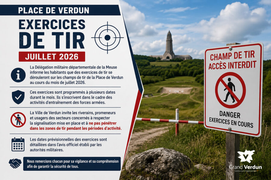 Avis de tirs militaires – Champ de tir de la Place de Verdun – Juillet 2026
