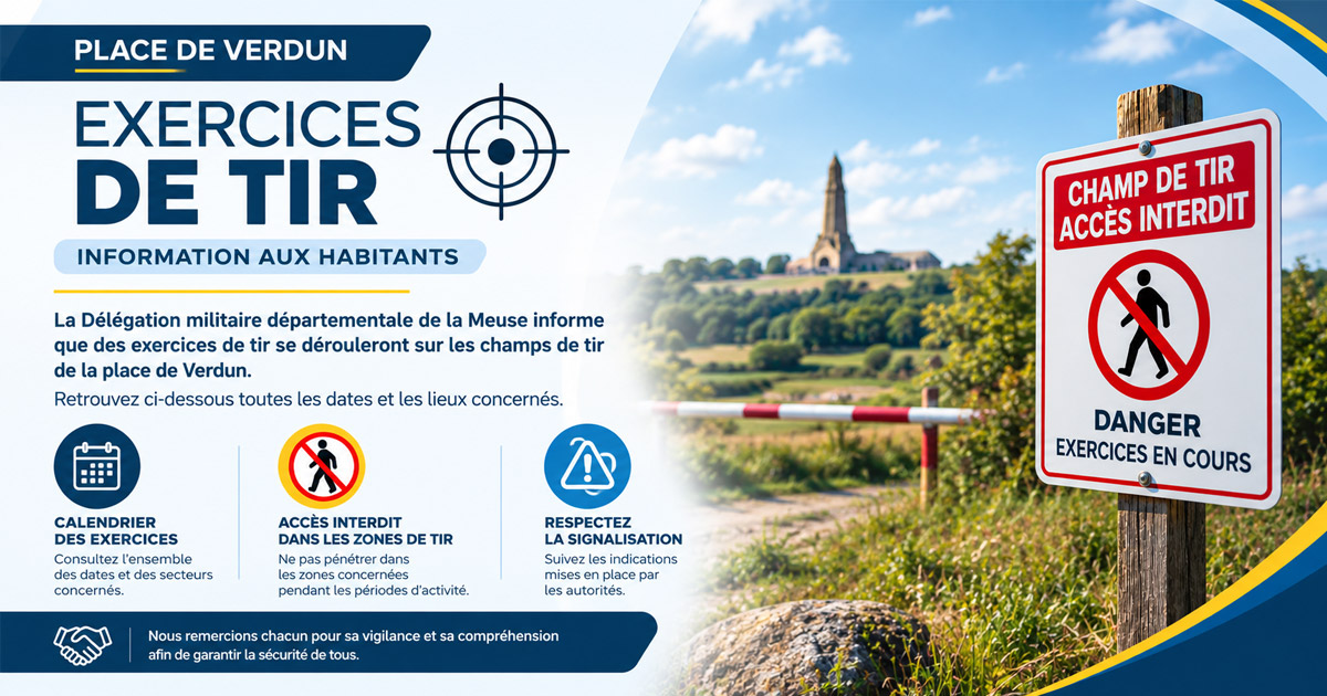 Avis de tirs militaires – Champ de tir de la Place de Verdun – Septembre 2026
