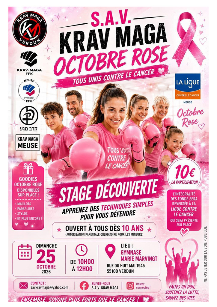 Stage découverte de Krav Maga solidaire – Octobre Rose