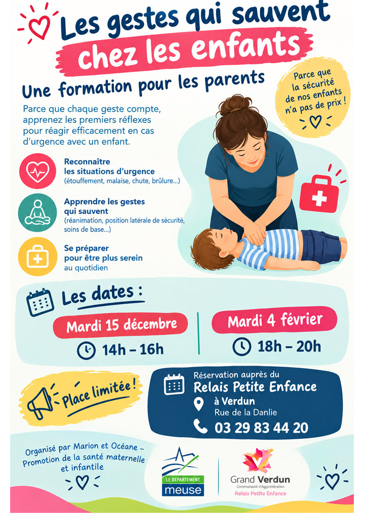 Atelier d’initiation aux gestes de premiers secours chez l’enfant